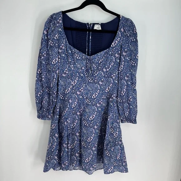 J. Crew Floral Back Zip Up Long Sleeve Mini Sleeve - Picture 1 of 4